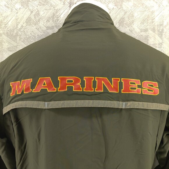 US Marines Running Jacket Mens Small Long Green Reflective New Balance Made USA - Picture 9 of 16